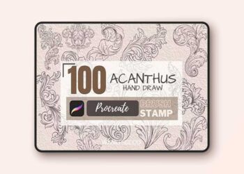Acanthus Leaves 100 Line Art Stencil Brush Stamps for Procreate